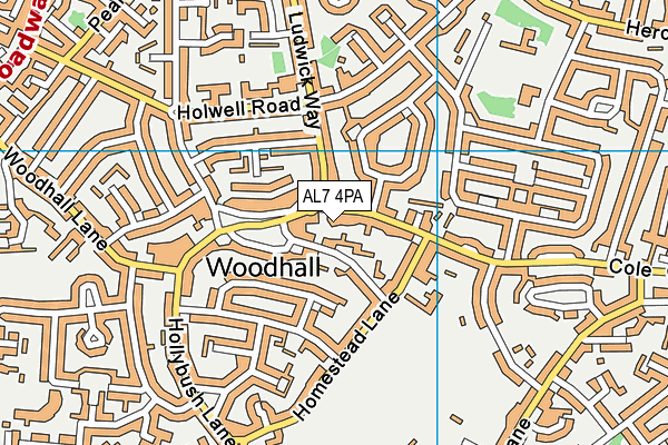 AL7 4PA map - OS VectorMap District (Ordnance Survey)