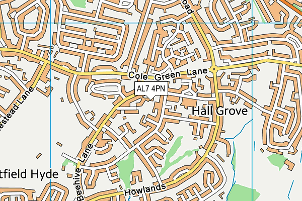 AL7 4PN map - OS VectorMap District (Ordnance Survey) AL7 4PN map - OS VectorMap District (Ordnance Survey)