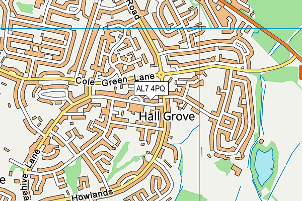 AL7 4PQ map - OS VectorMap District (Ordnance Survey) AL7 4PQ map - OS VectorMap District (Ordnance Survey)