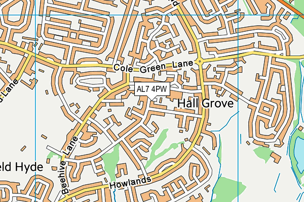 AL7 4PW map - OS VectorMap District (Ordnance Survey) AL7 4PW map - OS VectorMap District (Ordnance Survey)