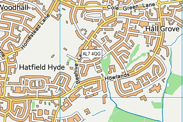 AL7 4QG map - OS VectorMap District (Ordnance Survey)
