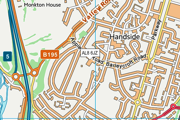 AL8 6JZ map - OS VectorMap District (Ordnance Survey)