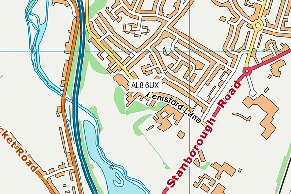 AL8 6UX map - OS VectorMap District (Ordnance Survey)