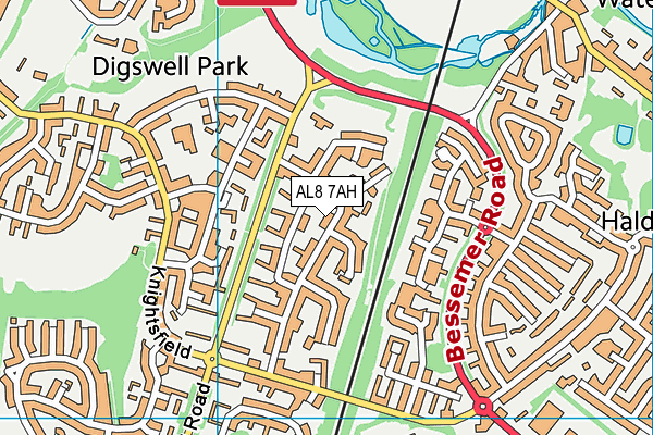 AL8 7AH map - OS VectorMap District (Ordnance Survey) AL8 7AH map - OS VectorMap District (Ordnance Survey)