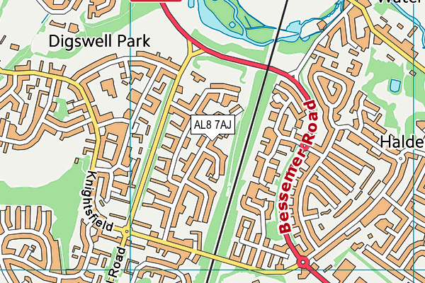 AL8 7AJ map - OS VectorMap District (Ordnance Survey) AL8 7AJ map - OS VectorMap District (Ordnance Survey)
