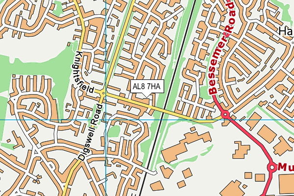 AL8 7HA map - OS VectorMap District (Ordnance Survey)