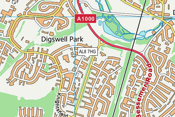 AL8 7HG map - OS VectorMap District (Ordnance Survey) AL8 7HG map - OS VectorMap District (Ordnance Survey)