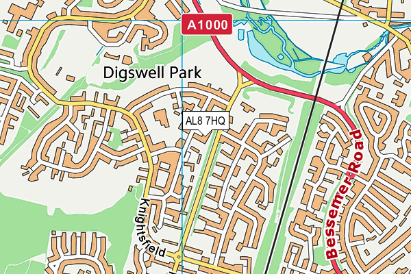 AL8 7HQ map - OS VectorMap District (Ordnance Survey) AL8 7HQ map - OS VectorMap District (Ordnance Survey)