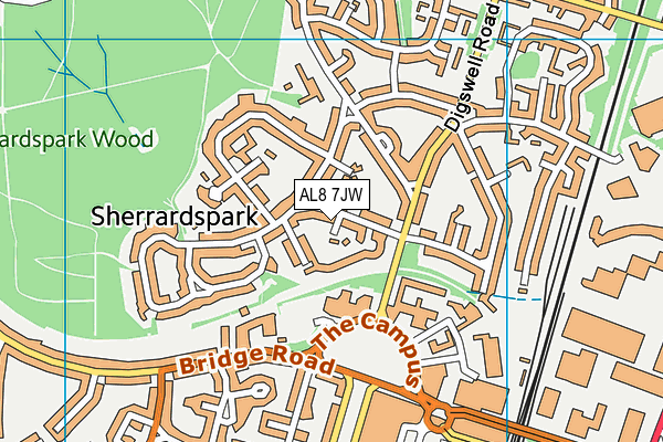 AL8 7JW map - OS VectorMap District (Ordnance Survey) AL8 7JW map - OS VectorMap District (Ordnance Survey)