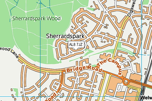 AL8 7JZ map - OS VectorMap District (Ordnance Survey) AL8 7JZ map - OS VectorMap District (Ordnance Survey)