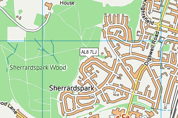 AL8 7LJ map - OS VectorMap District (Ordnance Survey) AL8 7LJ map - OS VectorMap District (Ordnance Survey)