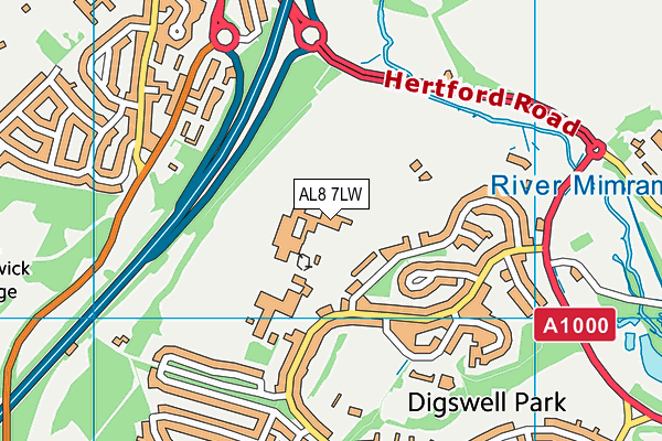 AL8 7LW map - OS VectorMap District (Ordnance Survey) AL8 7LW map - OS VectorMap District (Ordnance Survey)