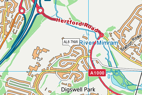 AL8 7NW map - OS VectorMap District (Ordnance Survey) AL8 7NW map - OS VectorMap District (Ordnance Survey)