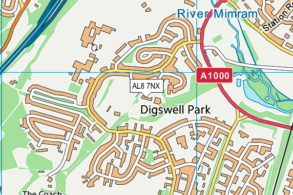 AL8 7NX map - OS VectorMap District (Ordnance Survey) AL8 7NX map - OS VectorMap District (Ordnance Survey)
