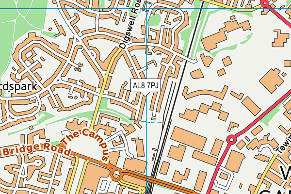 AL8 7PJ map - OS VectorMap District (Ordnance Survey) AL8 7PJ map - OS VectorMap District (Ordnance Survey)