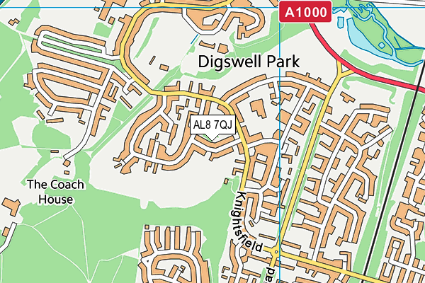 AL8 7QJ map - OS VectorMap District (Ordnance Survey) AL8 7QJ map - OS VectorMap District (Ordnance Survey)