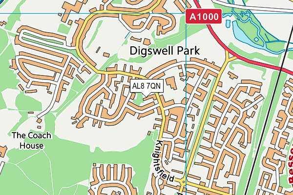 AL8 7QN map - OS VectorMap District (Ordnance Survey) AL8 7QN map - OS VectorMap District (Ordnance Survey)