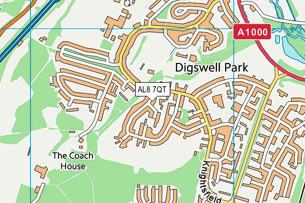 AL8 7QT map - OS VectorMap District (Ordnance Survey) AL8 7QT map - OS VectorMap District (Ordnance Survey)