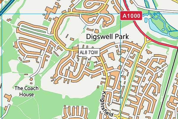AL8 7QW map - OS VectorMap District (Ordnance Survey) AL8 7QW map - OS VectorMap District (Ordnance Survey)