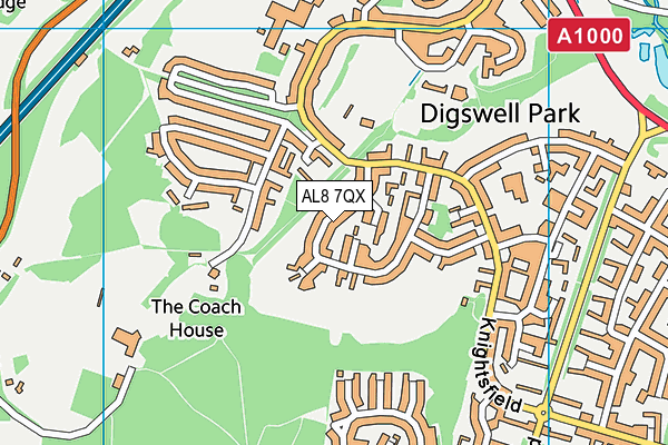 AL8 7QX map - OS VectorMap District (Ordnance Survey) AL8 7QX map - OS VectorMap District (Ordnance Survey)