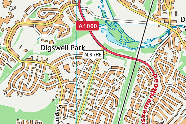 AL8 7RE map - OS VectorMap District (Ordnance Survey) AL8 7RE map - OS VectorMap District (Ordnance Survey)