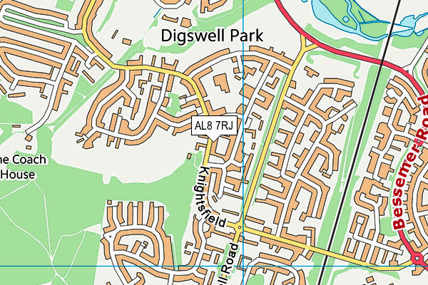 AL8 7RJ map - OS VectorMap District (Ordnance Survey) AL8 7RJ map - OS VectorMap District (Ordnance Survey)