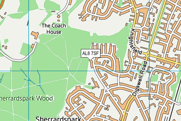 AL8 7SF map - OS VectorMap District (Ordnance Survey)