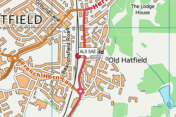 AL9 5AE map - OS VectorMap District (Ordnance Survey) AL9 5AE map - OS VectorMap District (Ordnance Survey)