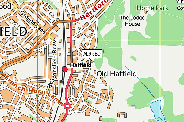 AL9 5BD map - OS VectorMap District (Ordnance Survey) AL9 5BD map - OS VectorMap District (Ordnance Survey)