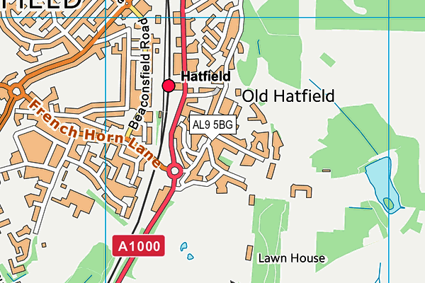 AL9 5BG map - OS VectorMap District (Ordnance Survey) AL9 5BG map - OS VectorMap District (Ordnance Survey)