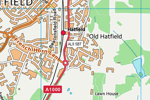 AL9 5BT map - OS VectorMap District (Ordnance Survey) AL9 5BT map - OS VectorMap District (Ordnance Survey)