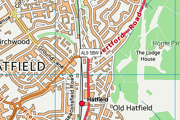 AL9 5BW map - OS VectorMap District (Ordnance Survey) AL9 5BW map - OS VectorMap District (Ordnance Survey)