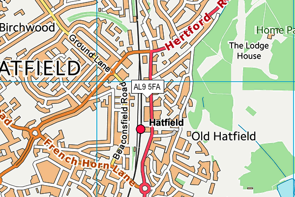 AL9 5FA map - OS VectorMap District (Ordnance Survey) AL9 5FA map - OS VectorMap District (Ordnance Survey)