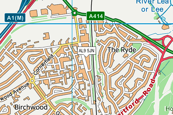 AL9 5JN map - OS VectorMap District (Ordnance Survey) AL9 5JN map - OS VectorMap District (Ordnance Survey)
