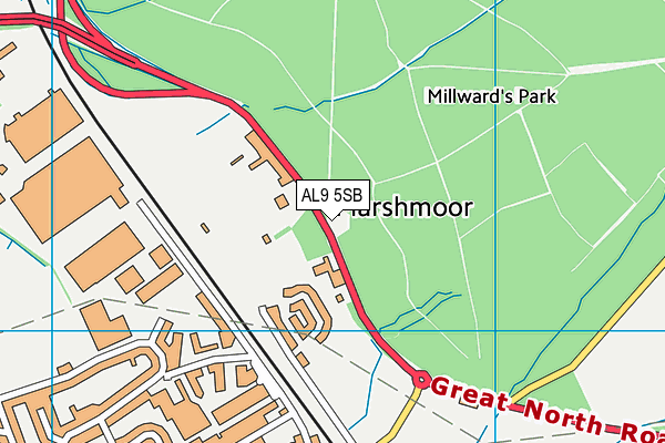 AL9 5SB map - OS VectorMap District (Ordnance Survey) AL9 5SB map - OS VectorMap District (Ordnance Survey)