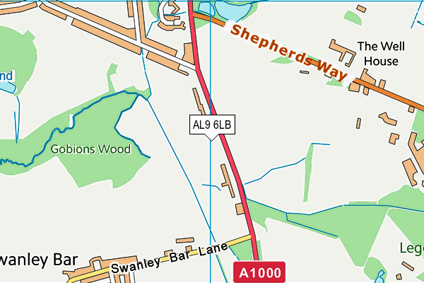 AL9 6LB map - OS VectorMap District (Ordnance Survey) AL9 6LB map - OS VectorMap District (Ordnance Survey)