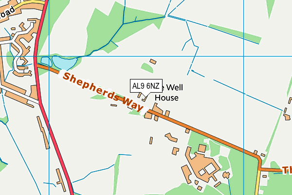 AL9 6NZ map - OS VectorMap District (Ordnance Survey) AL9 6NZ map - OS VectorMap District (Ordnance Survey)