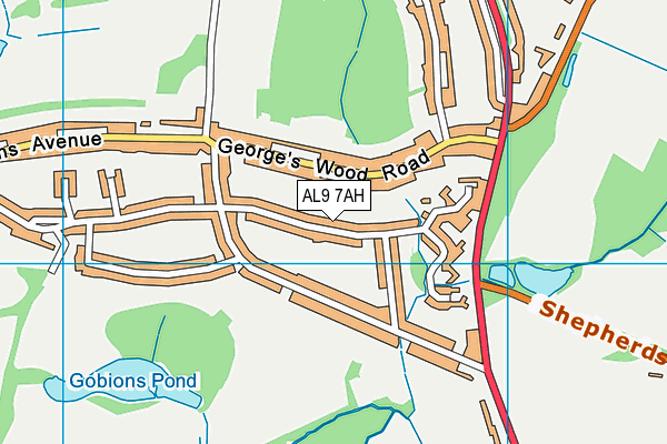 AL9 7AH map - OS VectorMap District (Ordnance Survey) AL9 7AH map - OS VectorMap District (Ordnance Survey)