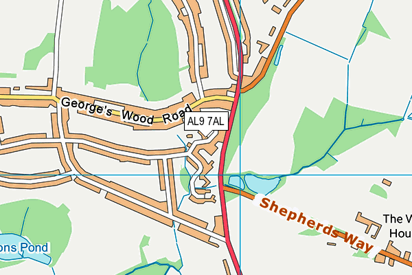 AL9 7AL map - OS VectorMap District (Ordnance Survey) AL9 7AL map - OS VectorMap District (Ordnance Survey)