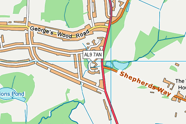 AL9 7AN map - OS VectorMap District (Ordnance Survey) AL9 7AN map - OS VectorMap District (Ordnance Survey)