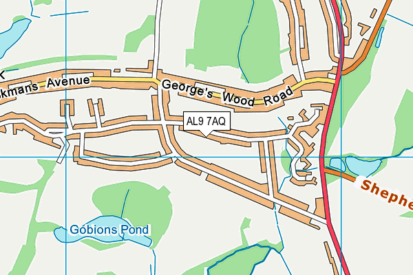 AL9 7AQ map - OS VectorMap District (Ordnance Survey) AL9 7AQ map - OS VectorMap District (Ordnance Survey)