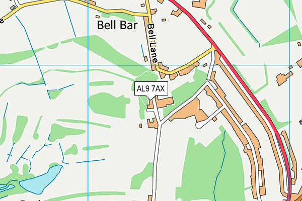 AL9 7AX map - OS VectorMap District (Ordnance Survey)