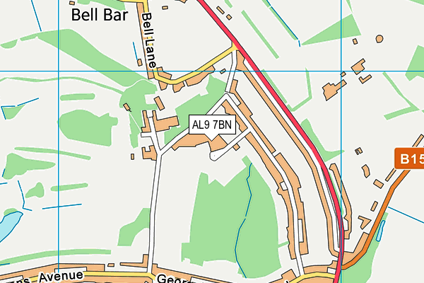 AL9 7BN map - OS VectorMap District (Ordnance Survey) AL9 7BN map - OS VectorMap District (Ordnance Survey)