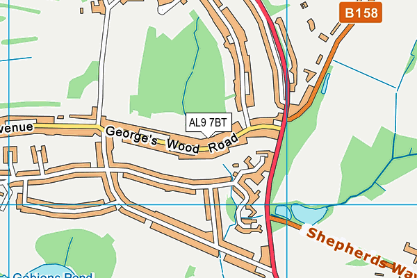 AL9 7BT map - OS VectorMap District (Ordnance Survey)