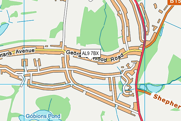 AL9 7BX map - OS VectorMap District (Ordnance Survey) AL9 7BX map - OS VectorMap District (Ordnance Survey)