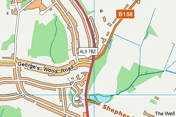 AL9 7BZ map - OS VectorMap District (Ordnance Survey) AL9 7BZ map - OS VectorMap District (Ordnance Survey)
