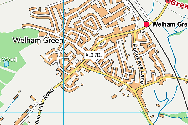 AL9 7DJ map - OS VectorMap District (Ordnance Survey) AL9 7DJ map - OS VectorMap District (Ordnance Survey)
