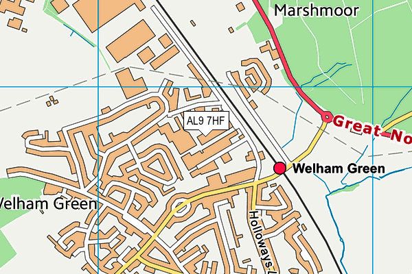 AL9 7HF map - OS VectorMap District (Ordnance Survey) AL9 7HF map - OS VectorMap District (Ordnance Survey)