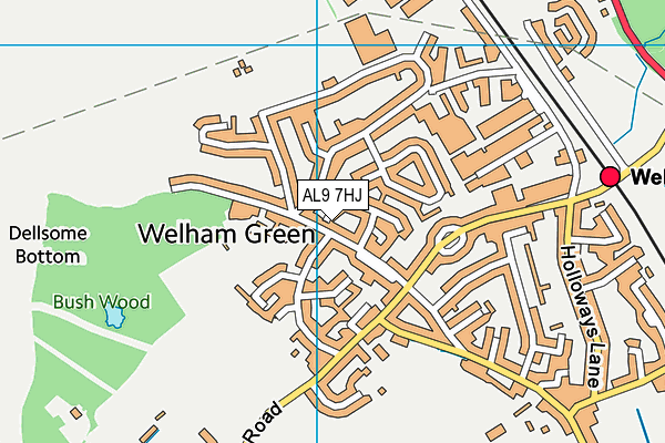 AL9 7HJ map - OS VectorMap District (Ordnance Survey) AL9 7HJ map - OS VectorMap District (Ordnance Survey)