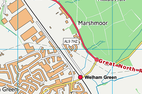 AL9 7HZ map - OS VectorMap District (Ordnance Survey) AL9 7HZ map - OS VectorMap District (Ordnance Survey)